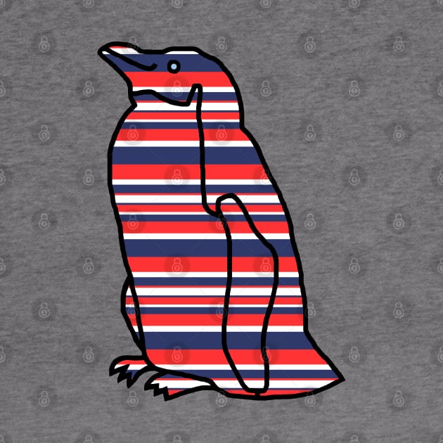 Red and Blue Stripes Penguin by ellenhenryart